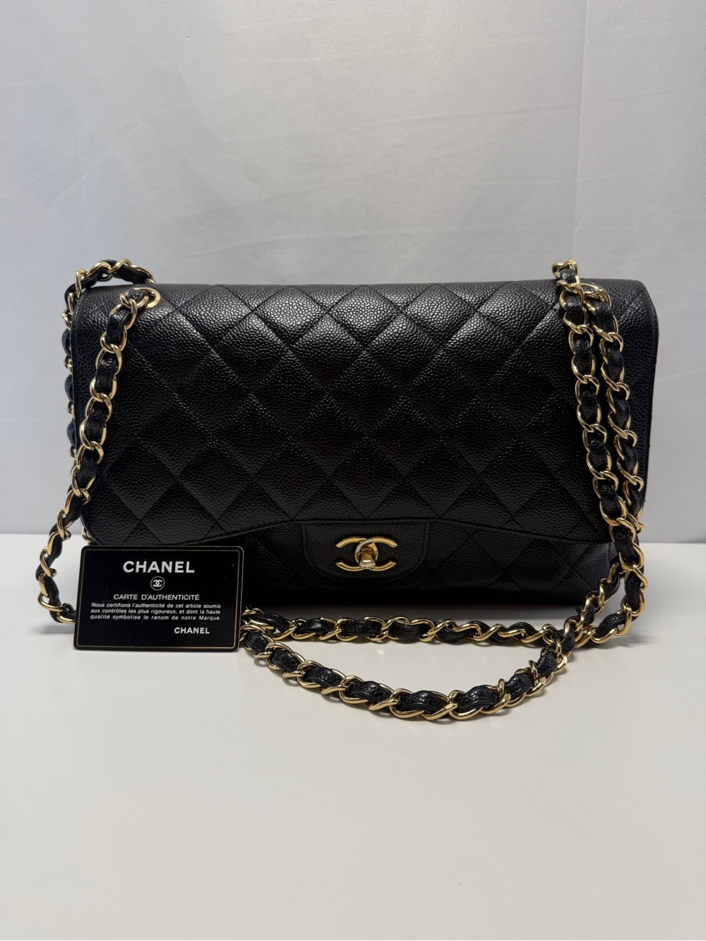 CHANEL Caviar Quilted Jumbo Single Flap Black